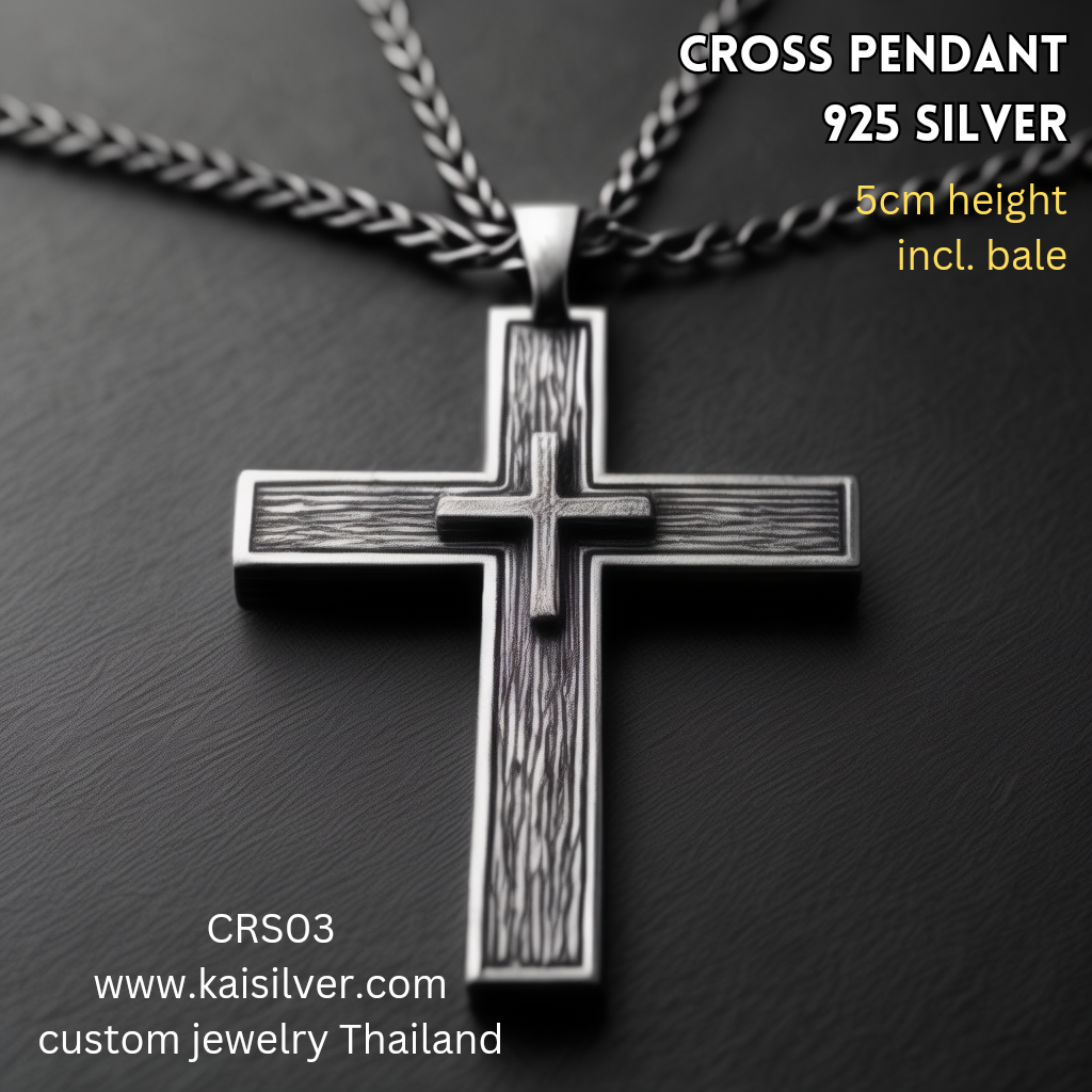 antique style silver cross for men