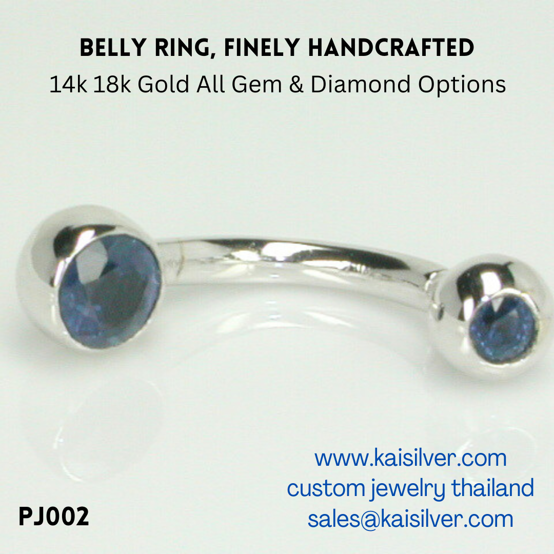 belly ring with sapphire white gold