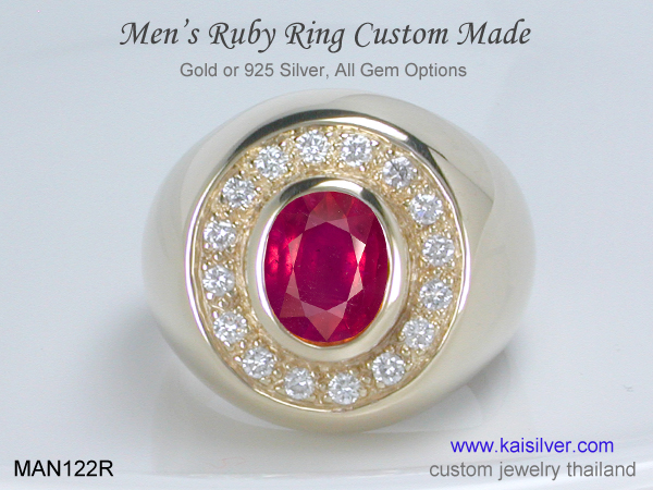 Men's Ruby Gemstone Rings, Custom Men's Rings From Thailand