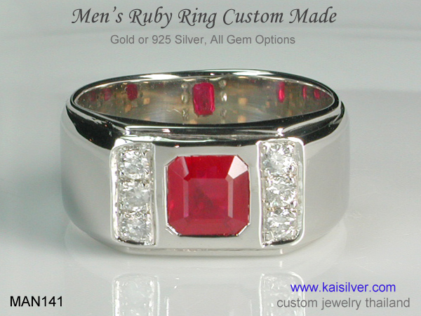 Men's Ruby Gemstone Rings, Custom Men's Rings From Thailand