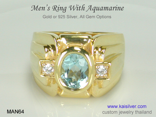 aquamarine men's ring