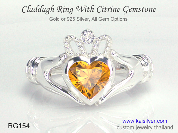 citrine ring claddagh