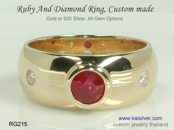 gold band ring with gemstone ruby